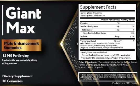 GiantMax supplement facts